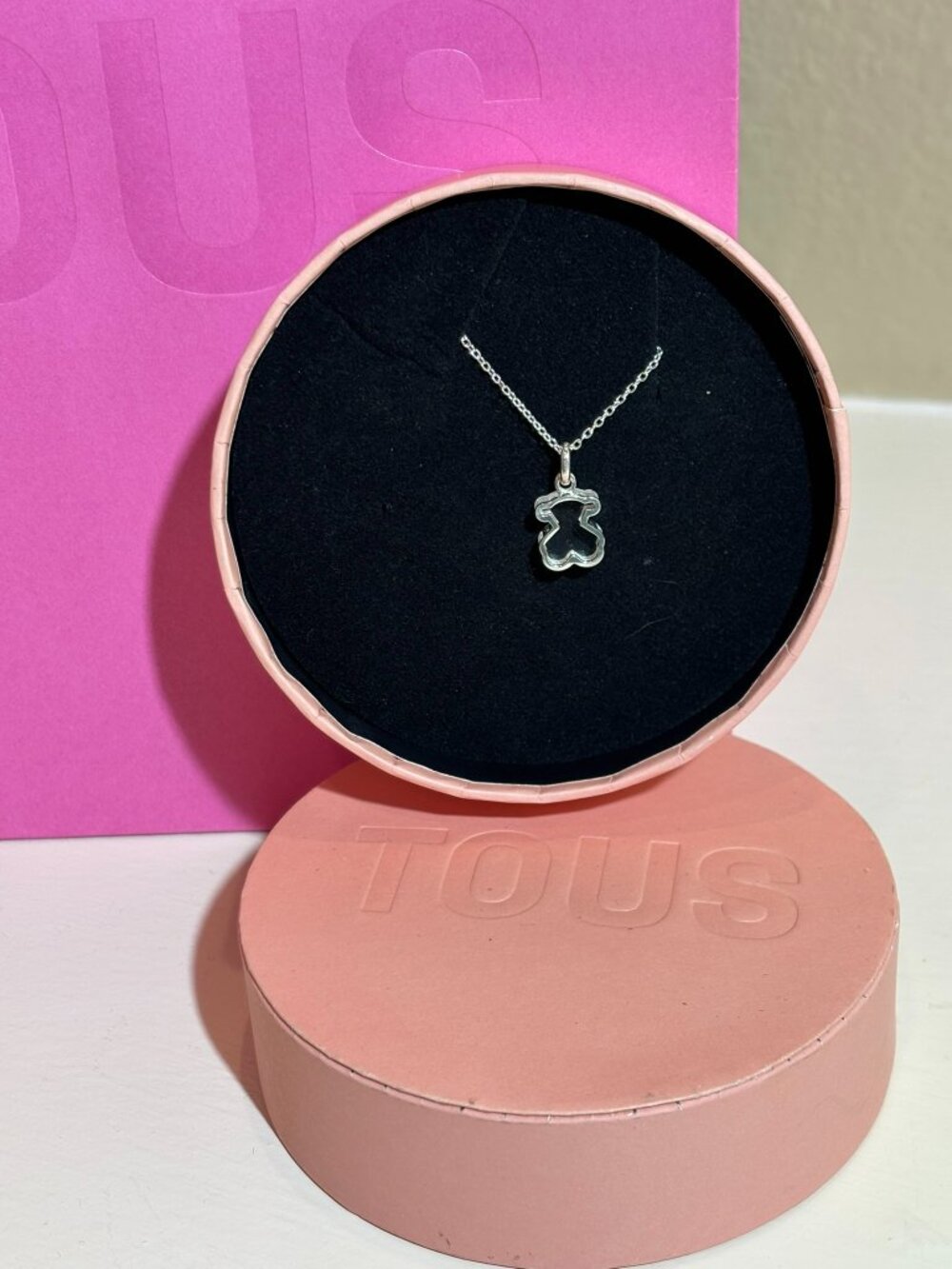 TOUS Silver Galaxy Clear Bear Necklance 18 inch